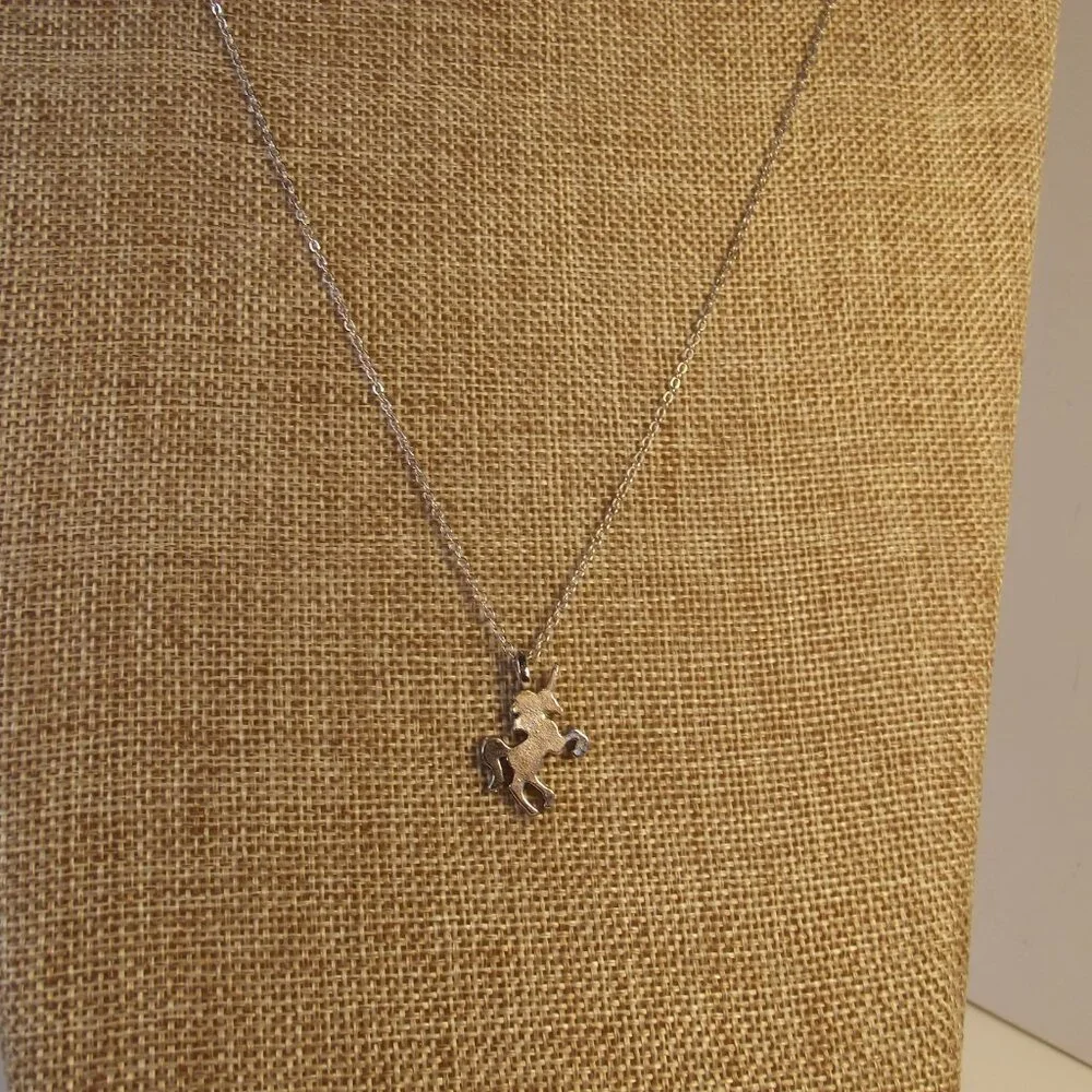 Unicorn Pendant Necklace in Silver Tone